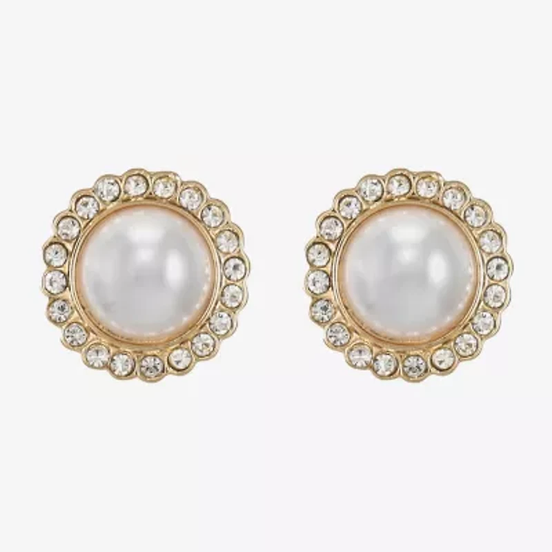 Monet Jewelry White Simulated Pearl 16mm Stud Earrings