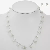 Monet Jewelry Timeless Collar Necklace And Stud Earring Womens Simulated Pearl 2-pc. Set