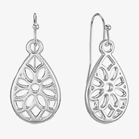 Liz Claiborne Silver Tone Openwork Womens Drop Earrings