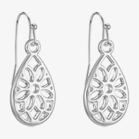 Liz Claiborne Silver Tone Openwork Womens Drop Earrings