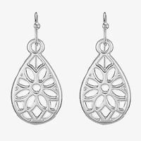 Liz Claiborne Silver Tone Openwork Womens Drop Earrings