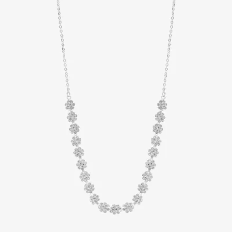 Monet Jewelry Timeless Silver Tone Floral Womens 17 Inch Collar Necklace