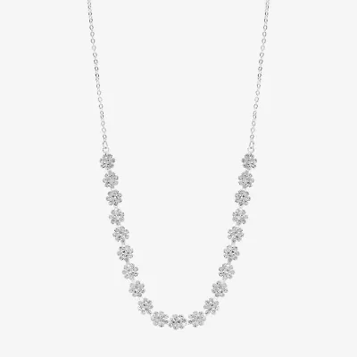Monet Jewelry Timeless Silver Tone Floral Womens 17 Inch Collar Necklace