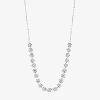 Monet Jewelry Timeless Silver Tone Floral Womens 17 Inch Collar Necklace