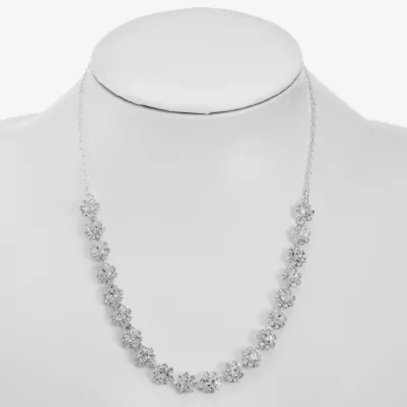 Monet Jewelry Timeless Silver Tone Floral Womens 17 Inch Collar Necklace
