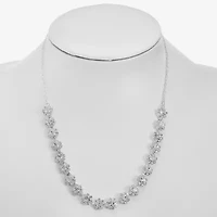 Monet Jewelry Timeless Silver Tone Floral Womens 17 Inch Collar Necklace
