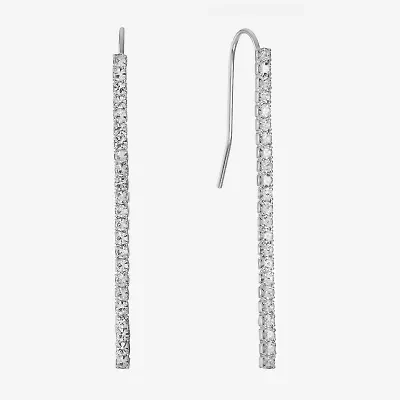 Monet Jewelry Timeless Silver Tone Linear Womens Crystal Drop Earrings