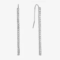 Monet Jewelry Timeless Silver Tone Linear Womens Crystal Drop Earrings