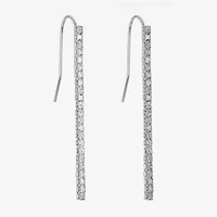 Monet Jewelry Timeless Silver Tone Linear Womens Crystal Drop Earrings