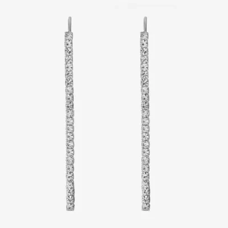 Monet Jewelry Timeless Silver Tone Linear Womens Crystal Drop Earrings