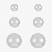 Monet Jewelry Timeless Stud Womens Simulated Pearl Ball Hypoallergenic 3 Pair Earring Set