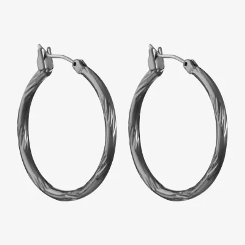 Liz Claiborne Hematite Womens 22mm Hypoallergenic Hoop Earrings