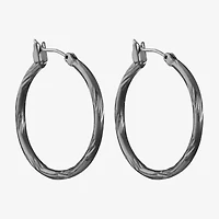 Liz Claiborne Hematite Womens 22mm Hypoallergenic Hoop Earrings