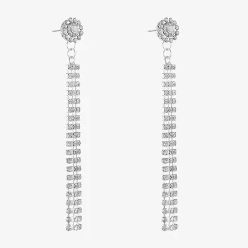 Monet Jewelry Timeless Silver Tone Linear Womens Hypoallergenic Drop Earrings