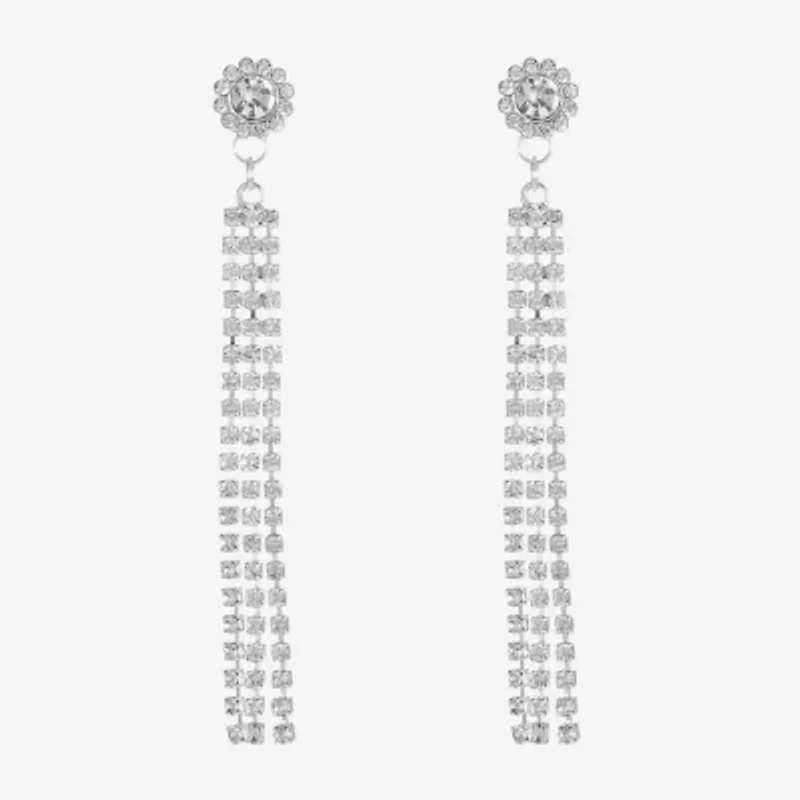 Monet Jewelry Timeless Silver Tone Linear Womens Hypoallergenic Drop Earrings