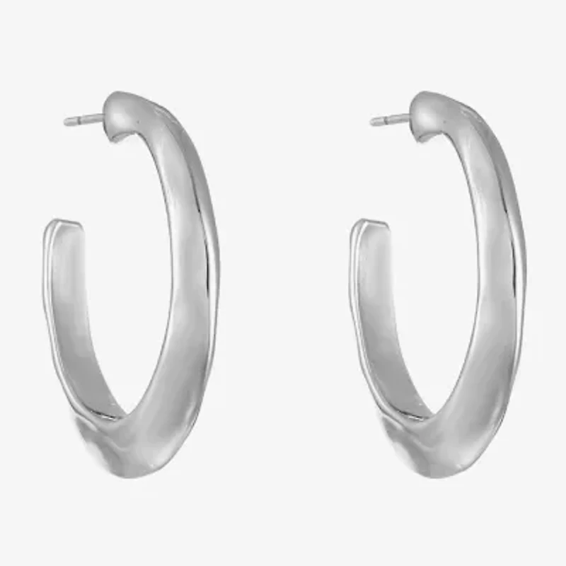 Liz Claiborne Silver Tone Small Open Womens 15mm Hypoallergenic Hoop Earrings