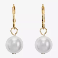 Monet White Goldtone Leverback Drop Earring