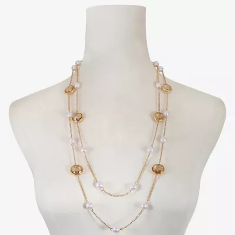 Monet Jewelry Womens White 32 Inch Strand Necklace