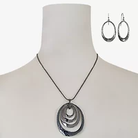 Liz Claiborne Hematite Pendant Necklace And Drop Earring Womens 2-pc. Jewelry Set