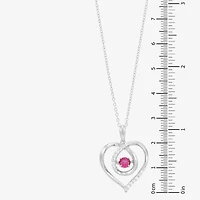 Limited Quantities! Womens Lab Created Red Ruby Sterling Silver Heart 18 Inch Pendant Necklace