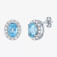 Gemstone Oval Sterling Silver 10mm Stud Earrings