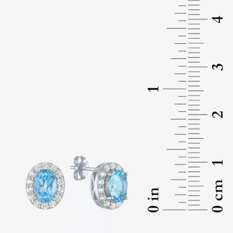 Gemstone Oval Sterling Silver 10mm Stud Earrings