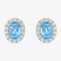Gemstone Oval Sterling Silver 10mm Stud Earrings