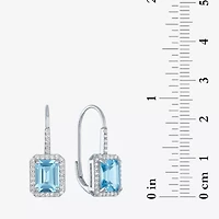 Womens Genuine Blue Topaz Sterling Silver Drop Earrings