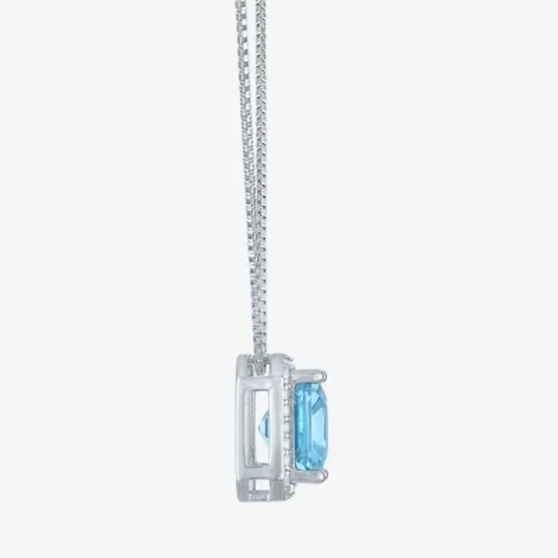 Womens Genuine Blue Topaz Sterling Silver 16 Inch Pendant Necklace