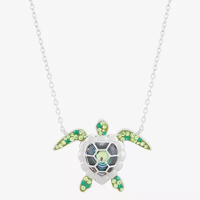Made in Italy Womens Mystic Fire Abalone Sterling Silver 18 Inch Pendant Necklace