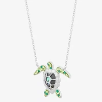 Made in Italy Womens Mystic Fire Abalone Sterling Silver 18 Inch Pendant Necklace