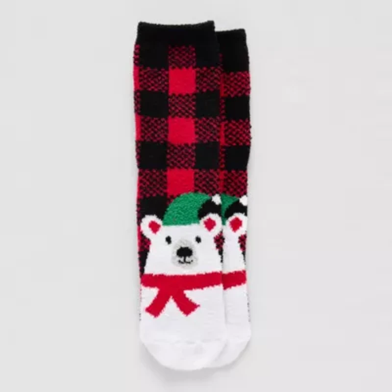 Mixit Holiday Cozy Womens 1 Pair Crew Socks