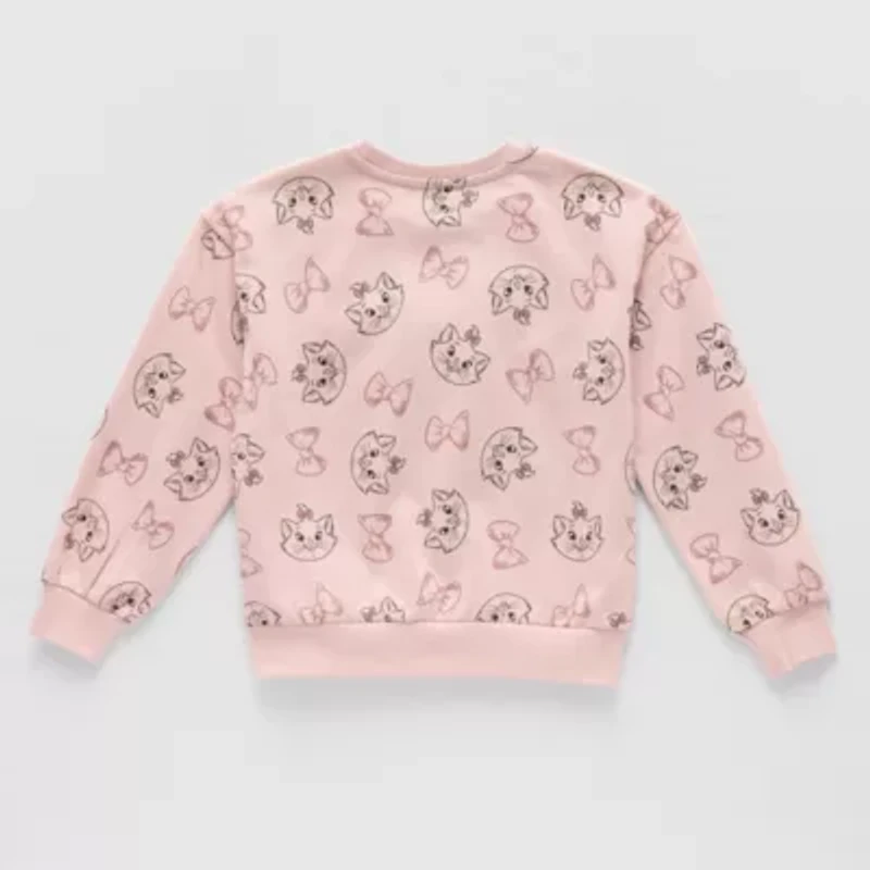 Disney Collection Little & Big Kid Girls Crew Neck Fleece Long Sleeve The Aristocats Sweatshirt