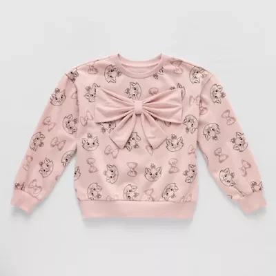 Disney Collection Little & Big Kid Girls Crew Neck Fleece Long Sleeve The Aristocats Sweatshirt