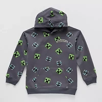Little & Big Kid Boys Long Sleeve Minecraft Fleece Hoodie