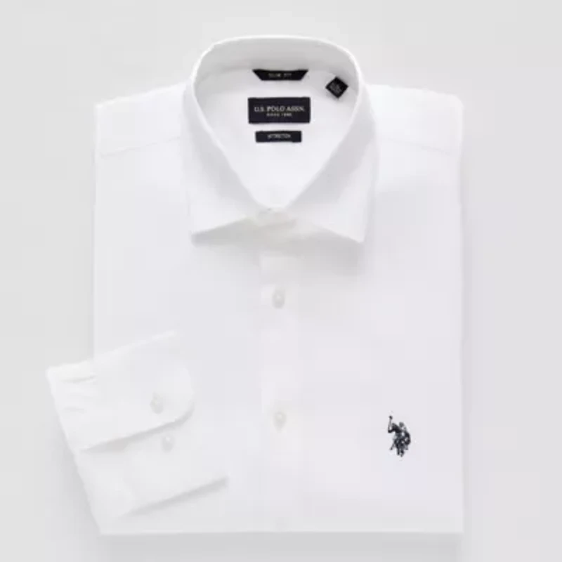 U.S. Polo Assn. Mens Slim Fit Stretch Fabric Long Sleeve Dress Shirt
