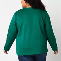 Liz Claiborne Womens Crew Neck Long Sleeve Plus Blouse