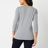 St. John's Bay Womens V Neck 3/4 Sleeve T-Shirt