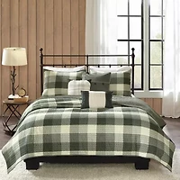 Madison Park Pioneer 6-Pc Printed Herringbone Quilt Set With Throw Pillows