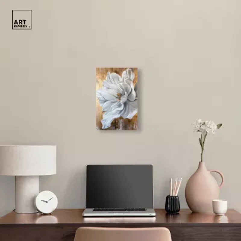 ART REMEDY® Art Remedy "Bloom White Petals" Giclee Canvas Print, Floral And Botanical Canvas Art