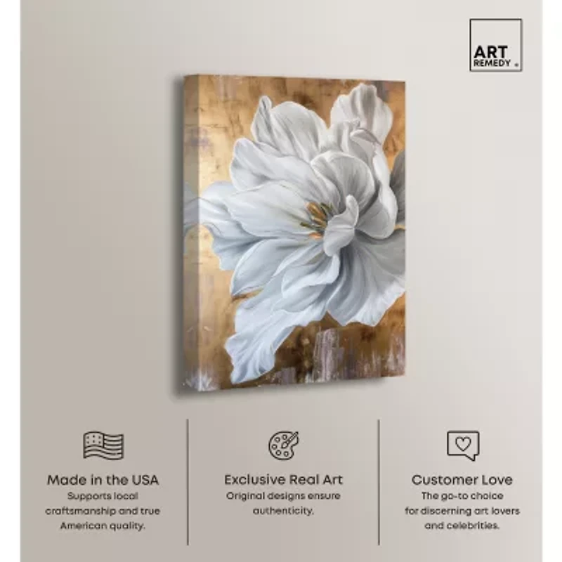 ART REMEDY® Art Remedy "Bloom White Petals" Giclee Canvas Print, Floral And Botanical Canvas Art