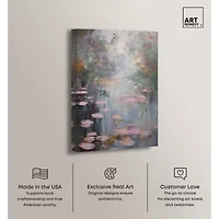 ART REMEDY® Art Remedy "Pink Impressionisty Lilypads" Giclee Canvas Print, Nature And Landscape Canvas Art