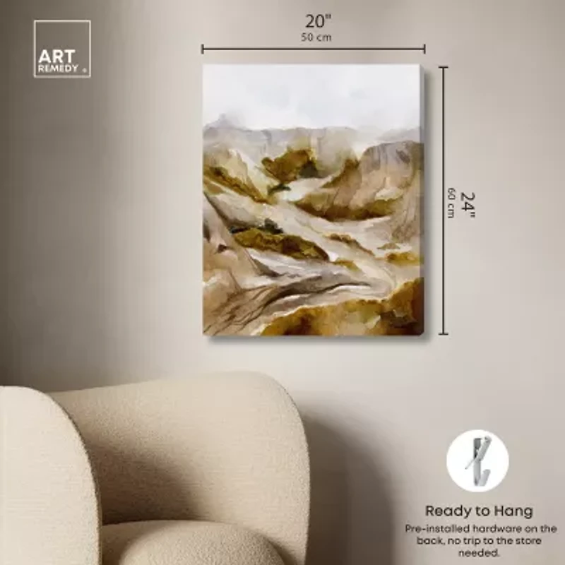 ART REMEDY® "Winter End Rock Mountain" Giclee Nature And Landscape Canvas Art