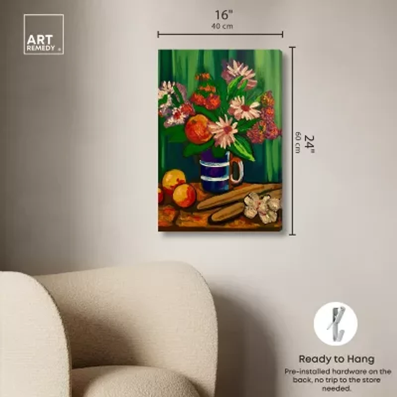ART REMEDY® Art Remedy "Floral Vase And Fruits" Giclee Canvas Print