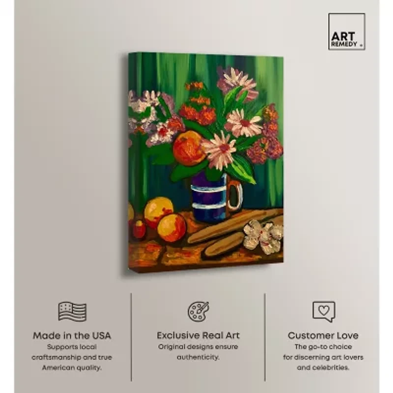 ART REMEDY® Art Remedy "Floral Vase And Fruits" Giclee Canvas Print