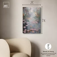 ART REMEDY® "Pink Impressionisty Lilypads" Giclee Nature And Landscape Canvas Art