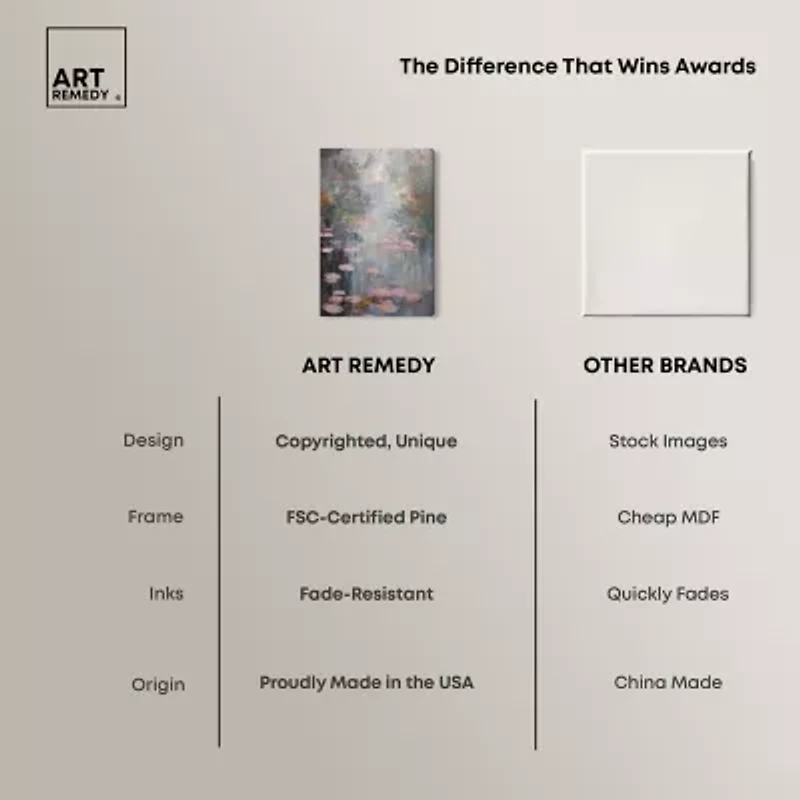 ART REMEDY® "Pink Impressionisty Lilypads" Giclee Nature And Landscape Canvas Art