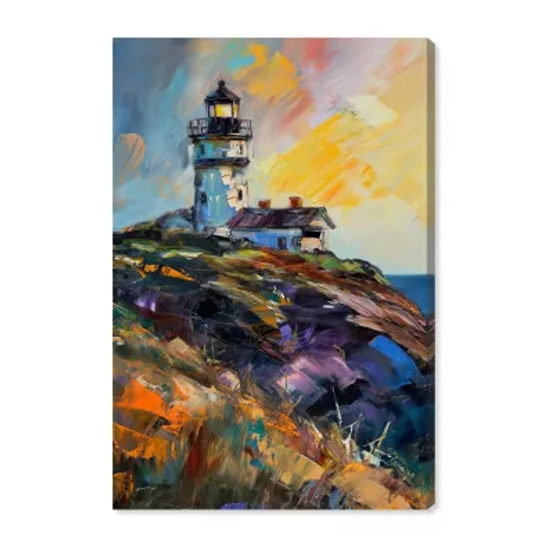 ART REMEDY® "Colorful Lighthouse" Giclee Canvas Print, Nautical And Coastal Canvas Art