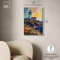 ART REMEDY® "Colorful Lighthouse" Giclee Canvas Print, Nautical And Coastal Canvas Art