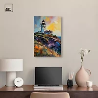 ART REMEDY® "Colorful Lighthouse" Giclee Canvas Print, Nautical And Coastal Canvas Art